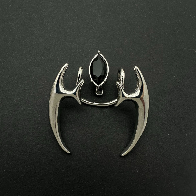 Kővel díszített ajakklipsz készlet, 2 darab, réz, elektroplating, geometriai uniszex stílus