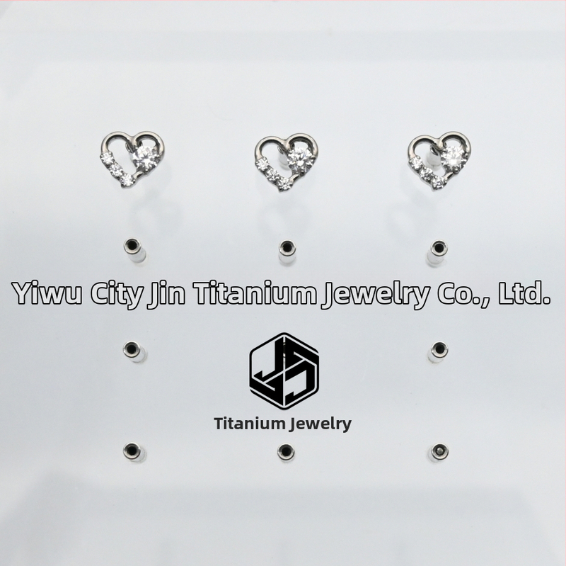 Lūpām paredzētie auskari ar sirds formas cirkoniju, mikro uzstādīšana, titāna sakausējums ASTM F-136, universāls korejiešu stils