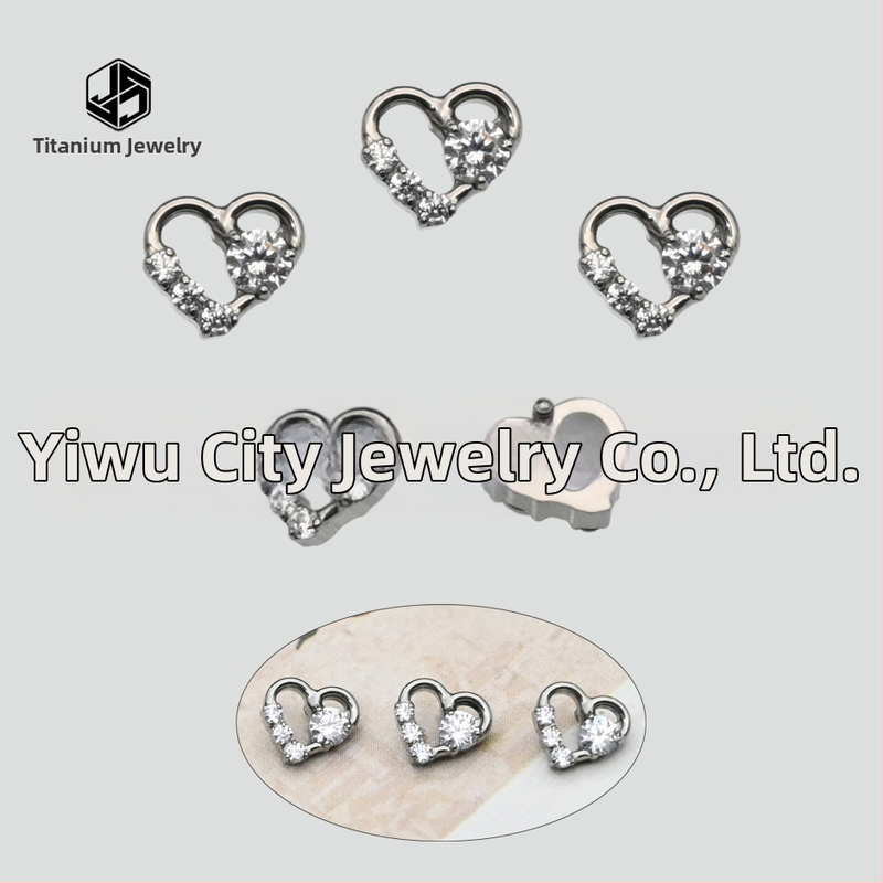 Lūpām paredzētie auskari ar sirds formas cirkoniju, mikro uzstādīšana, titāna sakausējums ASTM F-136, universāls korejiešu stils