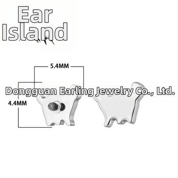 Auskari no titāna sakausējuma, kaķa forma, cirkona kristāli, pulētā virsma, tīrība F136