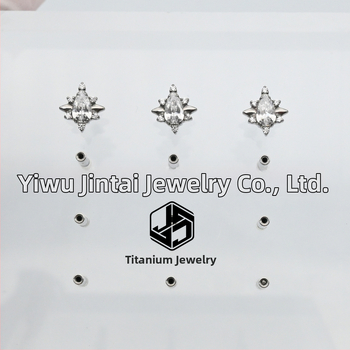 Pilienu formas auskari no implantētā titāna sakausējuma ASTM F136, diamantu griezuma kristāli, universāls viegls luksusa stils, Princeses sērija