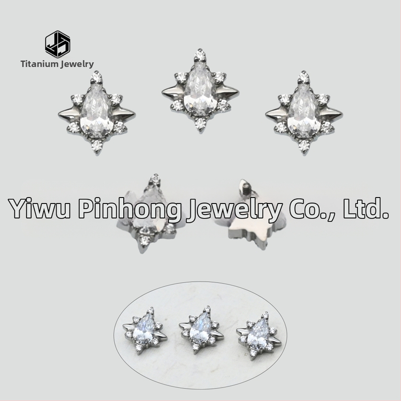 Pilienu formas auskari no implantētā titāna sakausējuma ASTM F136, diamantu griezuma kristāli, universāls viegls luksusa stils, Princeses sērija