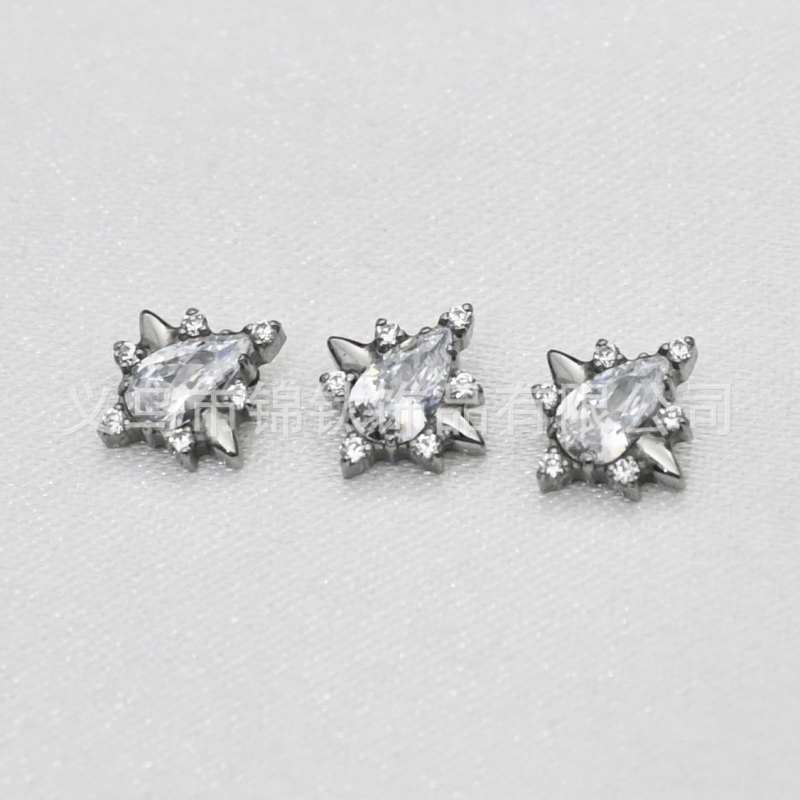 Cercei picătură din aliaj de titan implant ASTM F136, cristal tăiat prin diamant, stil unisex ușor lux, seria Prințesa