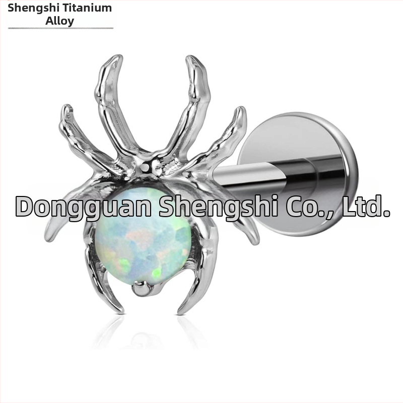 Opāla auskari, ģeometrisks dizains, bezel-set, G23 titāna sakausējums