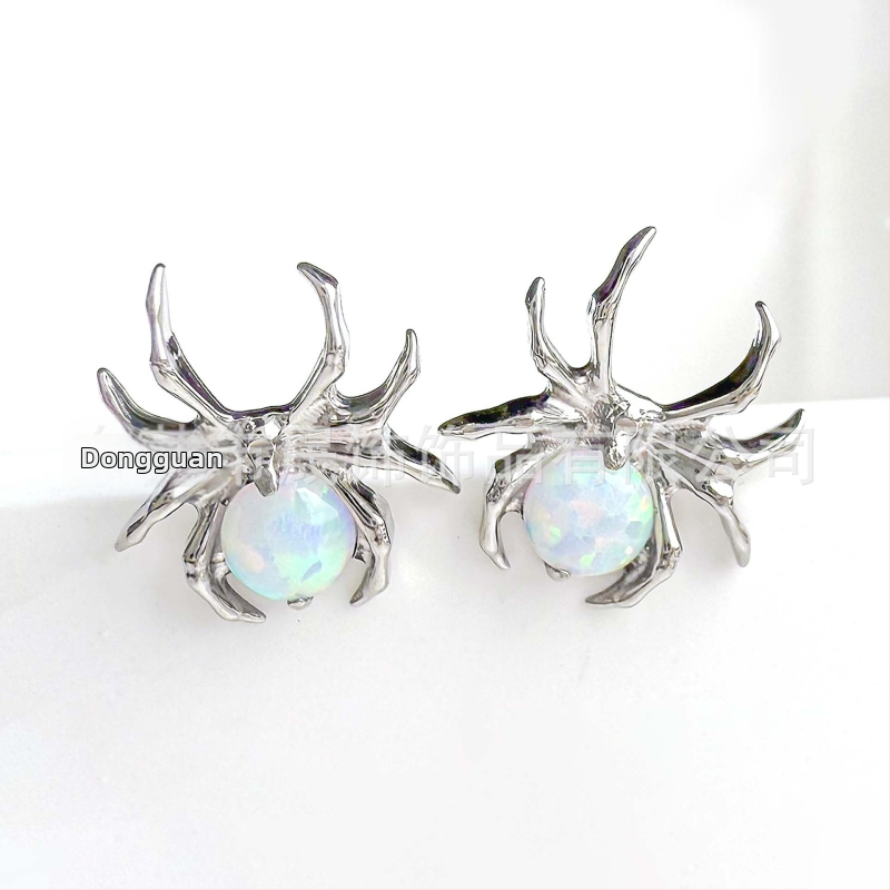 Opāla auskari, ģeometrisks dizains, bezel-set, G23 titāna sakausējums