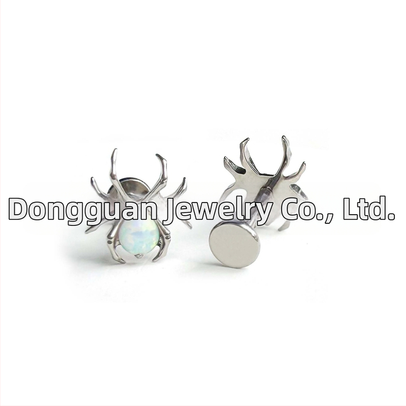 Opāla auskari, ģeometrisks dizains, bezel-set, G23 titāna sakausējums