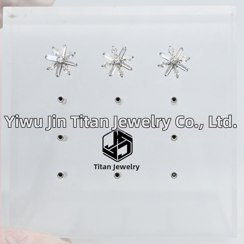 Titāna sakausējuma ausu pīrsings ar ziedu formu, mikro iestatīšana, universāls, Princesses sērija