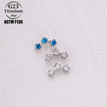 Bijuterii de piercing: aliaj de titan, inimă în formă, cristale zircon, gravate, stil unisex desen animat