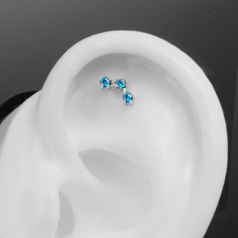 Bijuterii de piercing: aliaj de titan, inimă în formă, cristale zircon, gravate, stil unisex desen animat