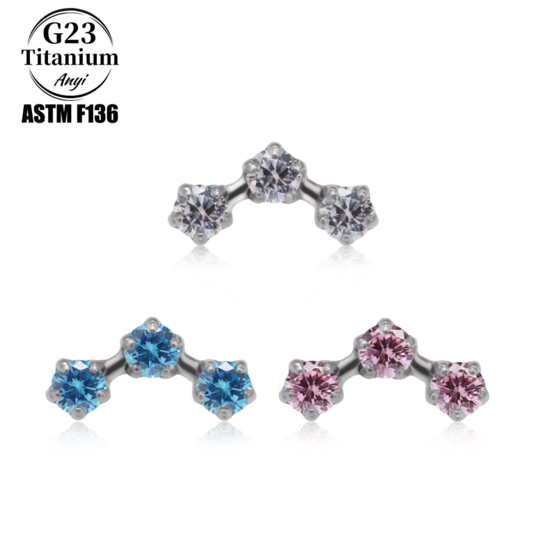Bijuterii de piercing: aliaj de titan, inimă în formă, cristale zircon, gravate, stil unisex desen animat
