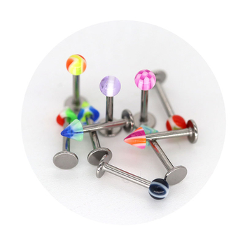 Rozsdamentes acél ajakpiercing akril geometriai díszítéssel, kézzel készített, uniszex