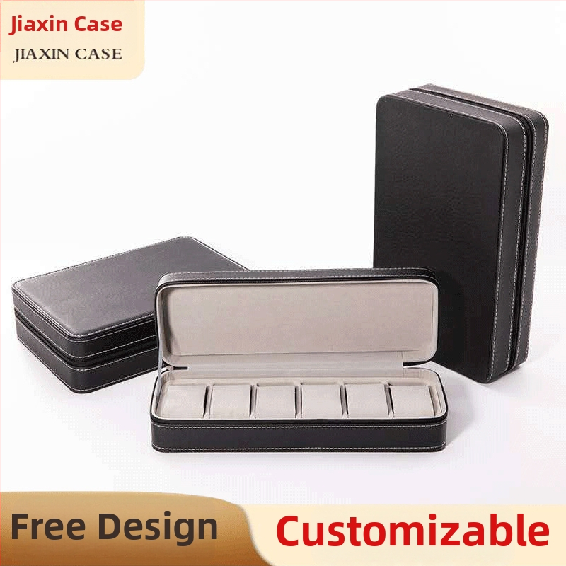 PU кожена кутия за съхранение на часовници с цип – преносима и лека, 6/10/12 отделения