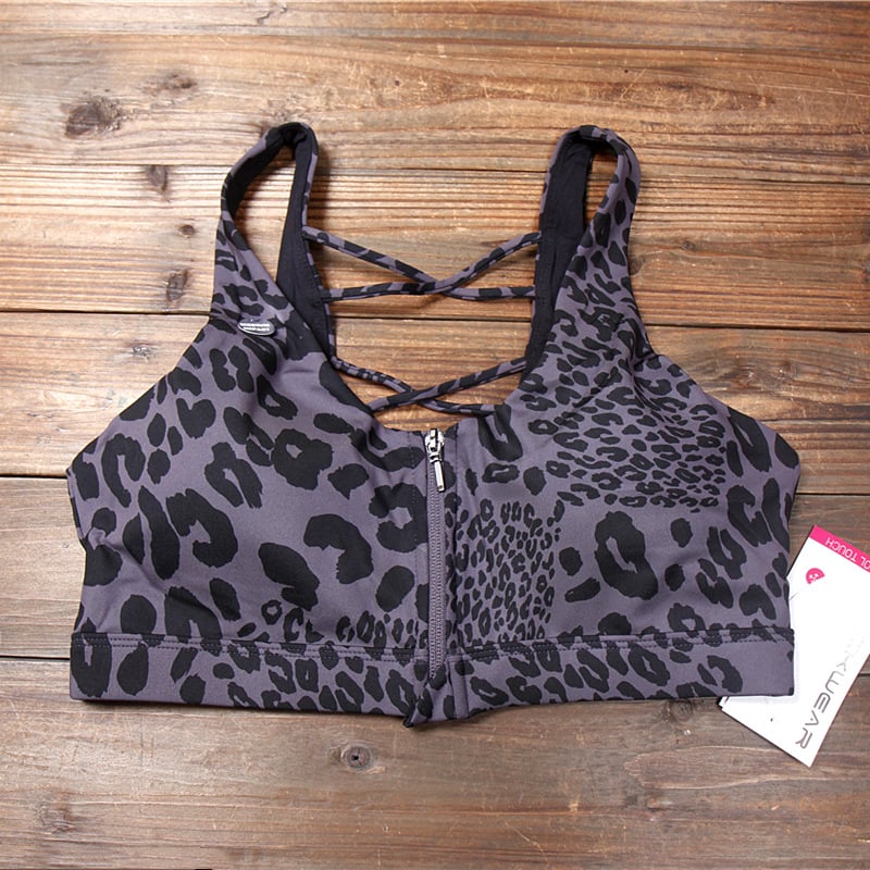 Bustier sport cu fermoar frontal, cupă 3/4, cupe modelate cu partea superioară subțire și partea inferioară groasă, închidere frontală, bretele fixe