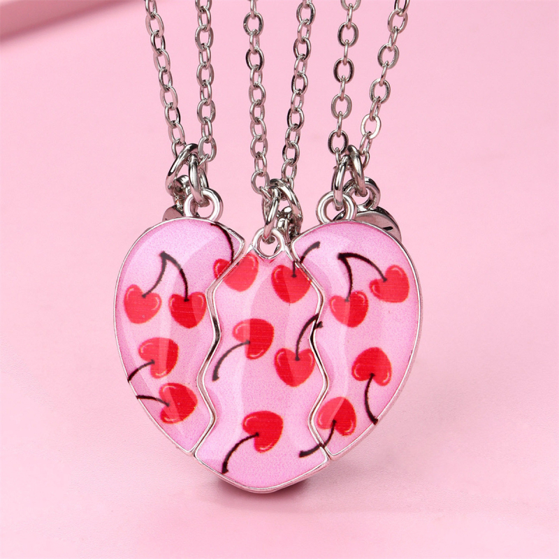 Set de trei piese: colier cu inimă din aliaj – lanț obișnuit, unisex, 20.43 g, Primăvara 2025