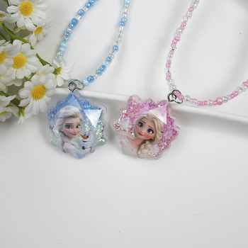 Gyerekeknek szóló nyaklánc – kézzel készített Tinghan, műanyag/gyanta, karikatúra alakú medál, golyós lánccal