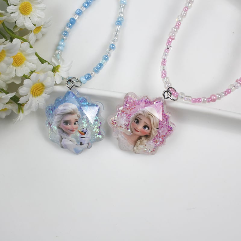 Gyerekeknek szóló nyaklánc – kézzel készített Tinghan, műanyag/gyanta, karikatúra alakú medál, golyós lánccal