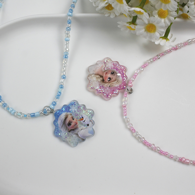 Gyerekeknek szóló nyaklánc – kézzel készített Tinghan, műanyag/gyanta, karikatúra alakú medál, golyós lánccal