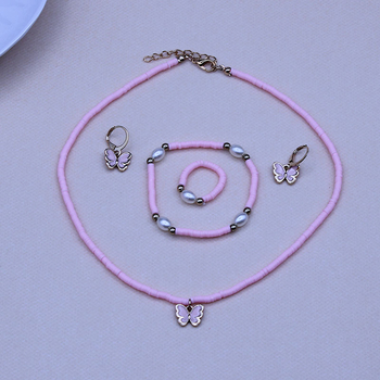 Colier cu pandantiv fluture, făcut manual, lanț tip cutie, pandantiv din aliaj, lungime 21–50 cm, seria Prințesa, pentru vârste 6–10 ani și peste