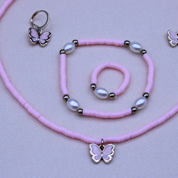 Colier cu pandantiv fluture, făcut manual, lanț tip cutie, pandantiv din aliaj, lungime 21–50 cm, seria Prințesa, pentru vârste 6–10 ani și peste