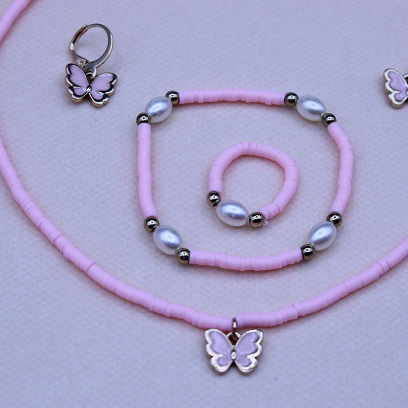 Colier cu pandantiv fluture, făcut manual, lanț tip cutie, pandantiv din aliaj, lungime 21–50 cm, seria Prințesa, pentru vârste 6–10 ani și peste