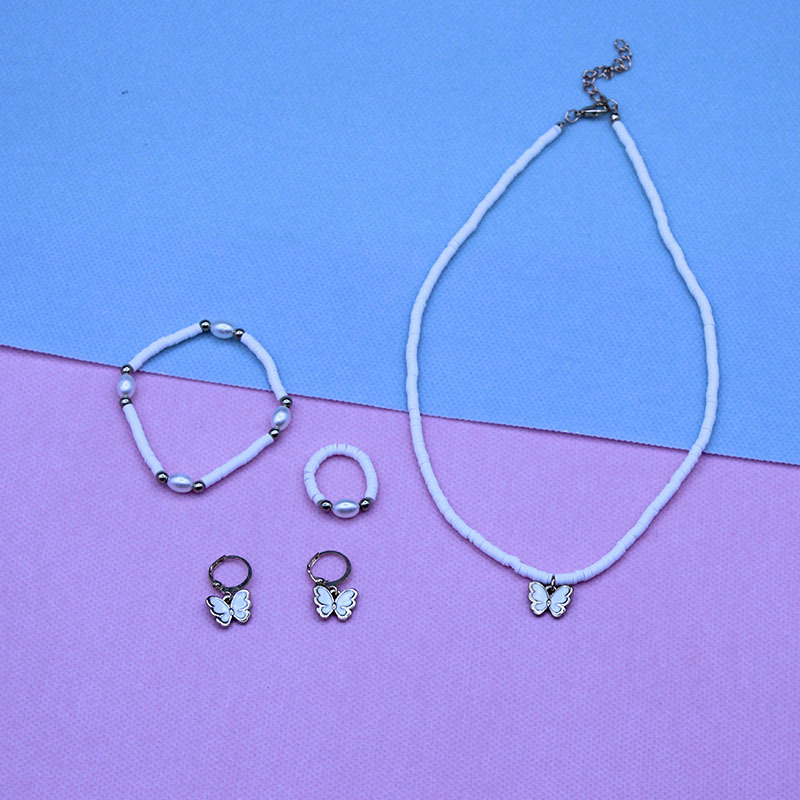 Colier cu pandantiv fluture, făcut manual, lanț tip cutie, pandantiv din aliaj, lungime 21–50 cm, seria Prințesa, pentru vârste 6–10 ani și peste