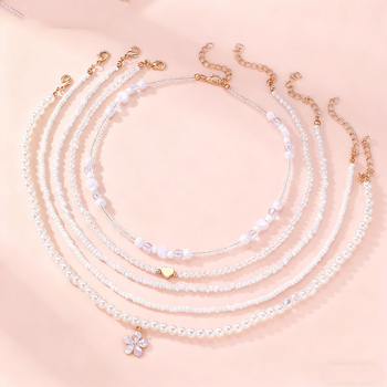 Ogrlica s privjeskom od smole u obliku srca, jednostavan dječji dizajn, lanac s kuglicama