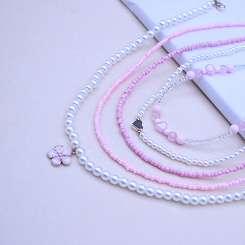 Ogrlica s privjeskom od smole u obliku srca, jednostavan dječji dizajn, lanac s kuglicama