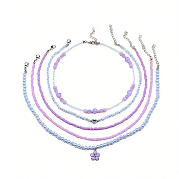 Ogrlica s privjeskom od smole u obliku srca, jednostavan dječji dizajn, lanac s kuglicama