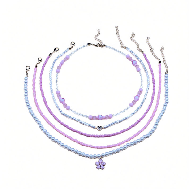 Ogrlica s privjeskom od smole u obliku srca, jednostavan dječji dizajn, lanac s kuglicama