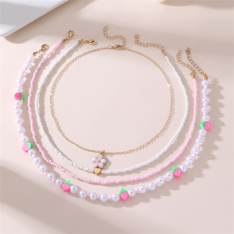 Dječji ogrlica s privjeskom od smole u obliku mašne, ručno pletene perle s imitacijskim perlama, serija Princeza, kuglični lanac