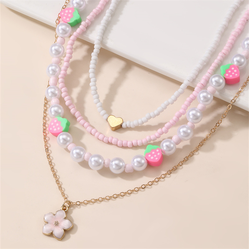 Dječji ogrlica s privjeskom od smole u obliku mašne, ručno pletene perle s imitacijskim perlama, serija Princeza, kuglični lanac