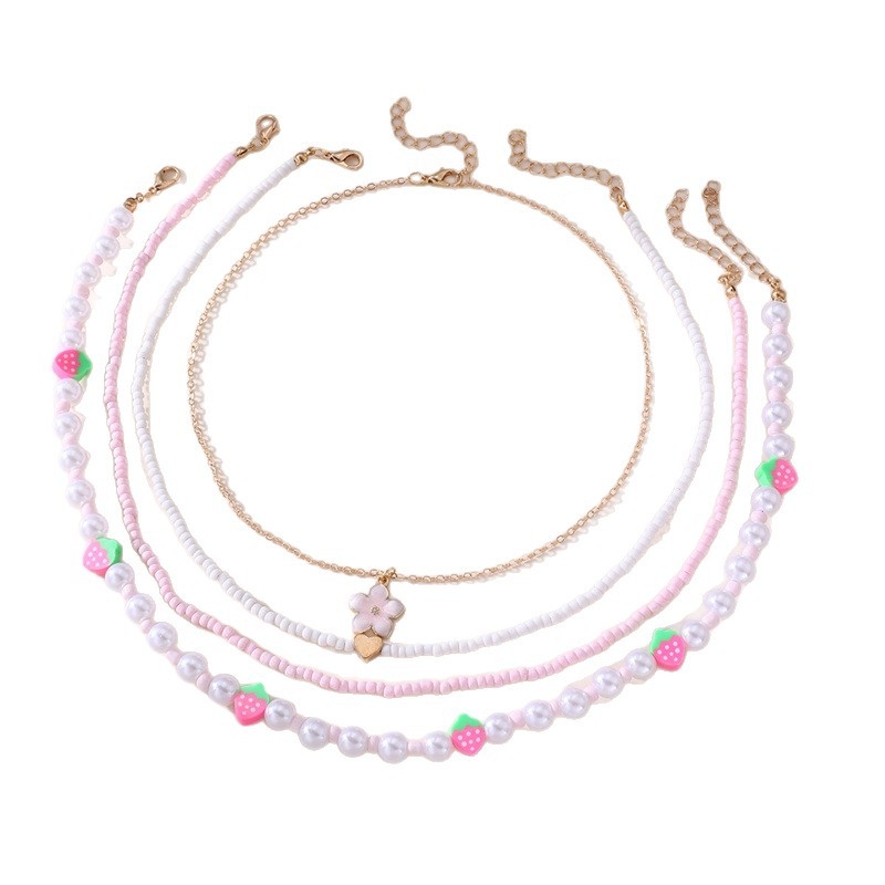 Dječji ogrlica s privjeskom od smole u obliku mašne, ručno pletene perle s imitacijskim perlama, serija Princeza, kuglični lanac