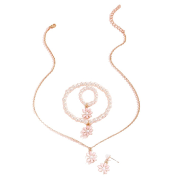 Set pentru copii: Colier, cercei și brățară cu floare margaretă | Material: aliaj, Lanț încrucișat, Séria Prințesa, Vârste 3–6, 6–10, peste 10