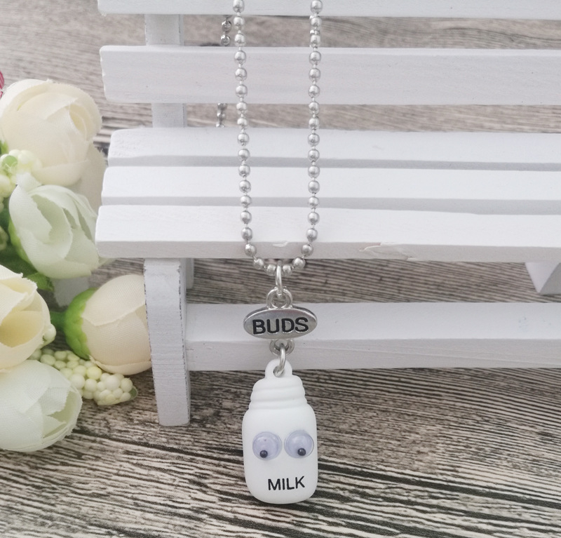 Огърлица с висулка от смола във формата на храна, детски стил, верижка с мъниста, дължина 21–50 см