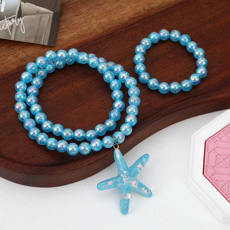 Set nakita za djecu – Ogrlica i narukvica, cvjetni uzorak, privjesak s rhinestones, plastika/smola, klasični lanac
