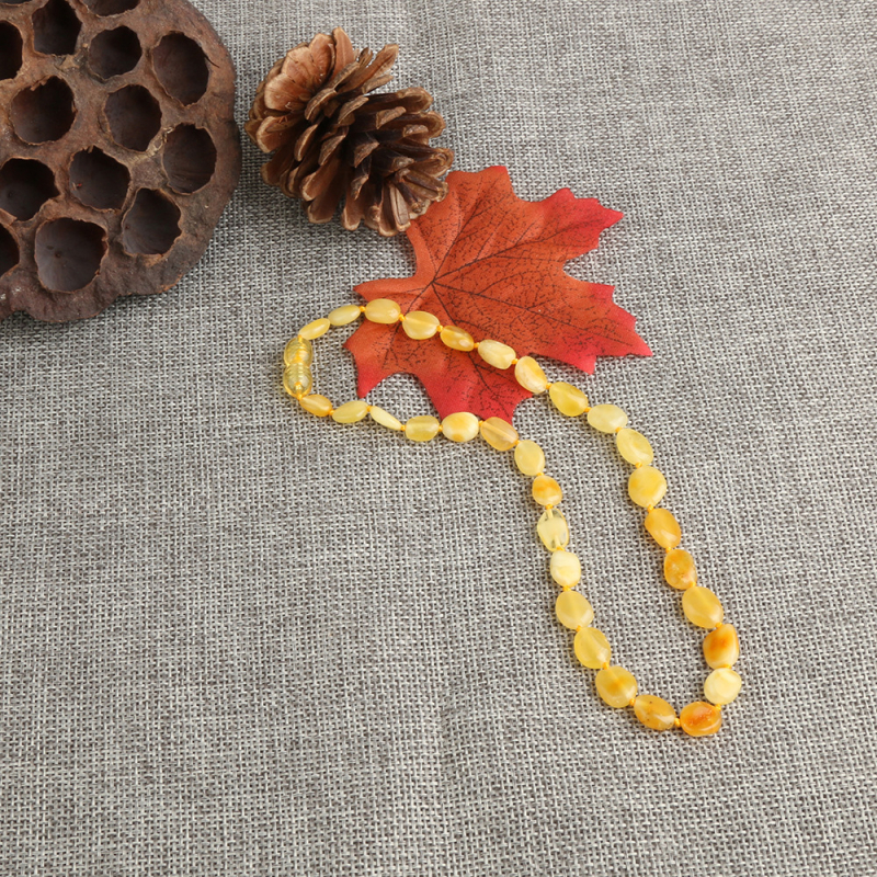 Колие от балтийски янтар за бебета и деца, естествен, синджир от топчета, TS1117