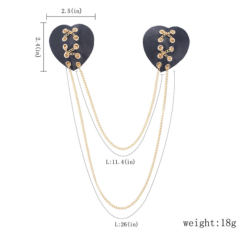 PU odinės spenelių grandinėlė su metalo dekoru, seksualus gotikinio stiliaus krūtinės pleistras moterims, tinkamas vakarėliams ir muzikos festivaliams