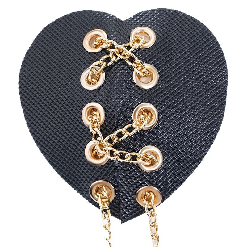 PU odinės spenelių grandinėlė su metalo dekoru, seksualus gotikinio stiliaus krūtinės pleistras moterims, tinkamas vakarėliams ir muzikos festivaliams