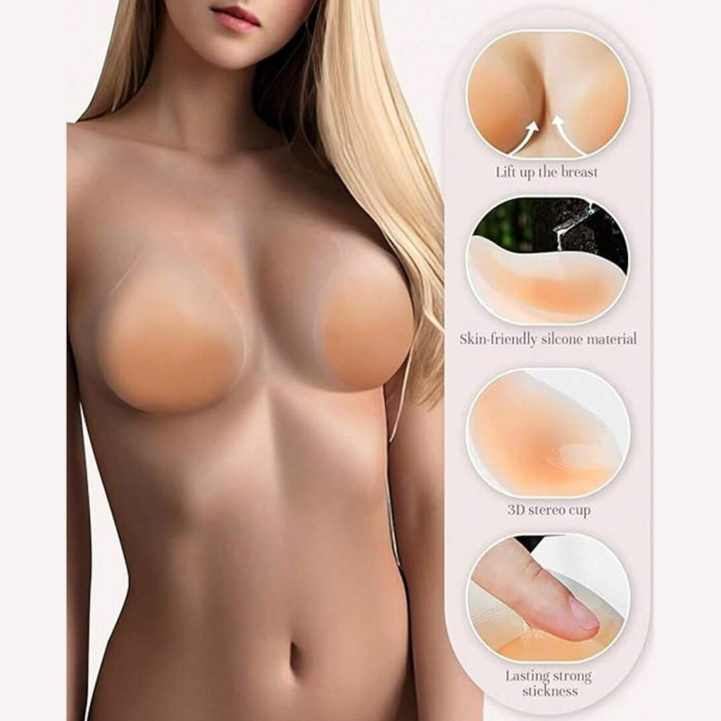 Silikoniniai krūtų pleistrai moterims — ploni, surenka ir nepastebimi; spenelio forma mango; stiliaus detalės: sequins ir blizgesys; Prekės ženklas OHTER.