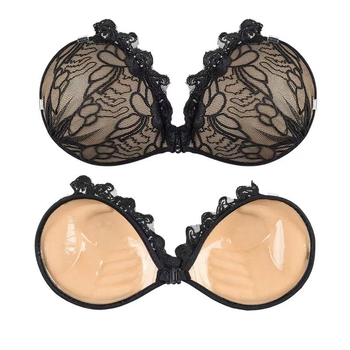 Push-Up liemenėlė su nėrinių delno formos puodeliais, nematoma ir be pėdsakų, storinanti, vestuvinėms suknelėms