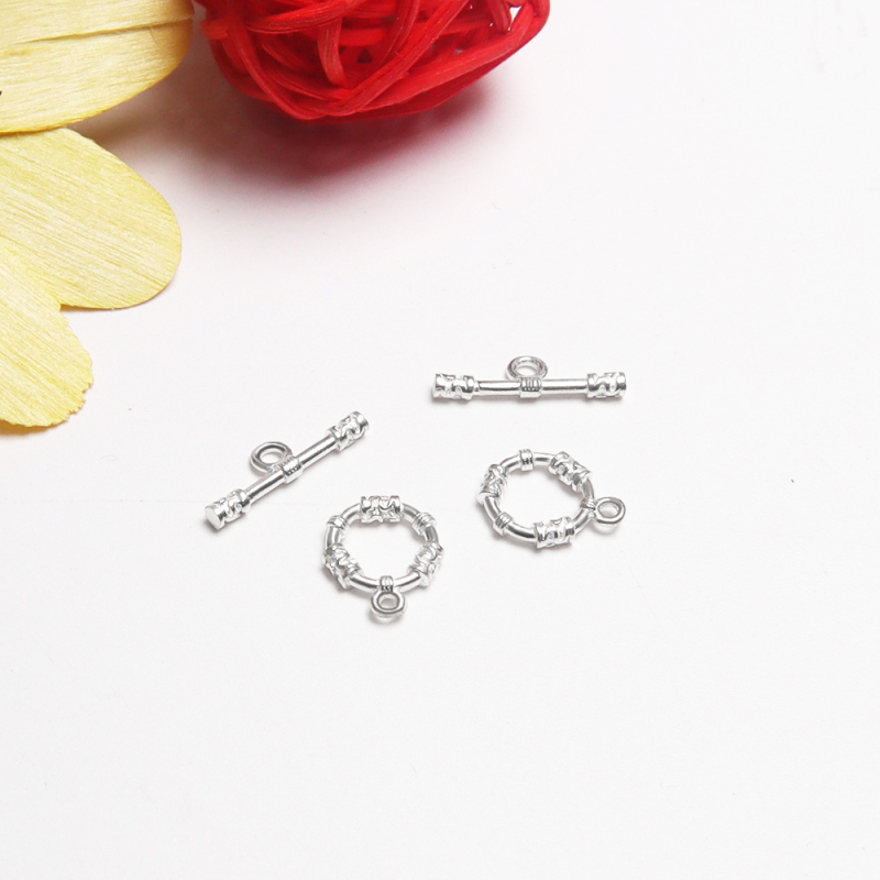 Închizătoare pentru bijuterii din argint S925, finisaj lustruit, buton OT, conexiune cu mărgele pentru brățări DIY și coliere cu perle