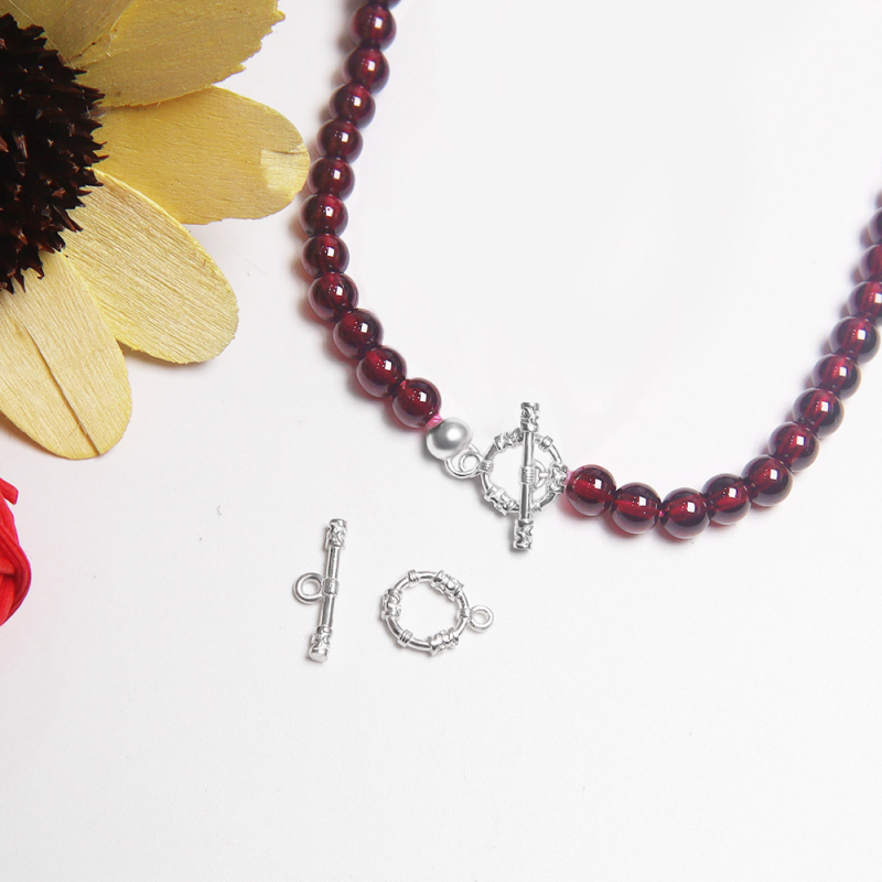 Închizătoare pentru bijuterii din argint S925, finisaj lustruit, buton OT, conexiune cu mărgele pentru brățări DIY și coliere cu perle