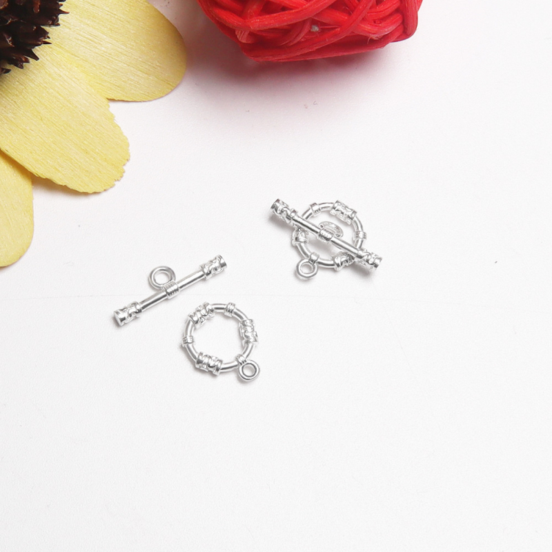 Închizătoare pentru bijuterii din argint S925, finisaj lustruit, buton OT, conexiune cu mărgele pentru brățări DIY și coliere cu perle