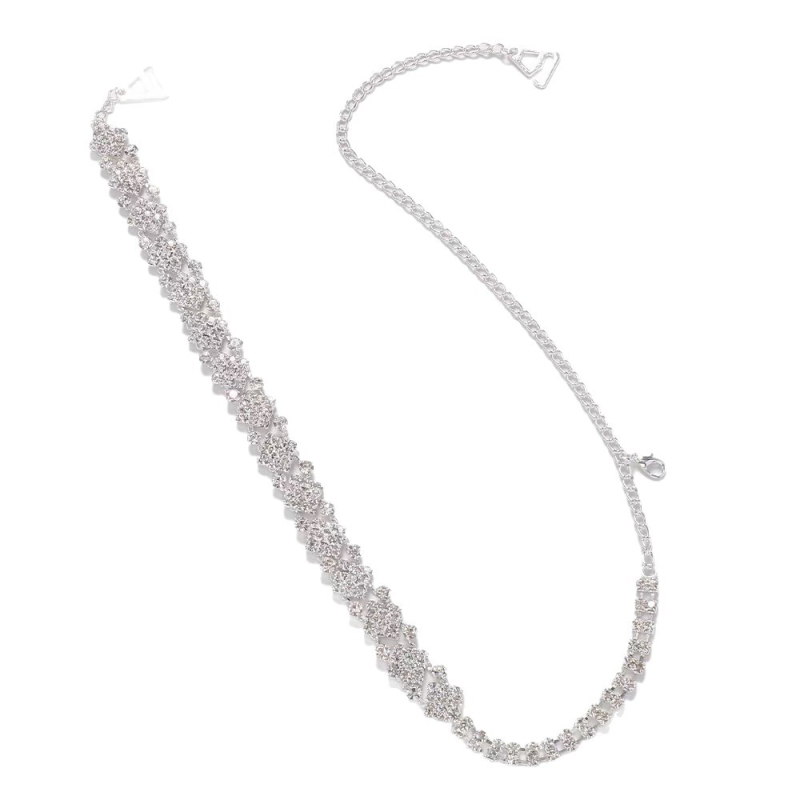 Nailoninė pečių grandinė su rombiniais deimantais elegantiškiems vakarinėms drabužiams