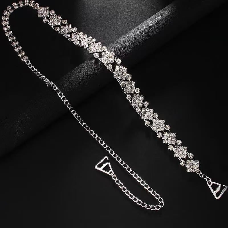 Nailoninė pečių grandinė su rombiniais deimantais elegantiškiems vakarinėms drabužiams