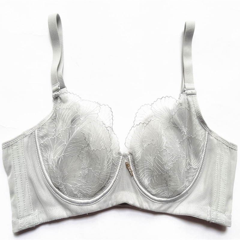 Sutien cu cupă urechi de iepure, cupe ultra-subțiri, dantelă, închidere spate cu trei rânduri