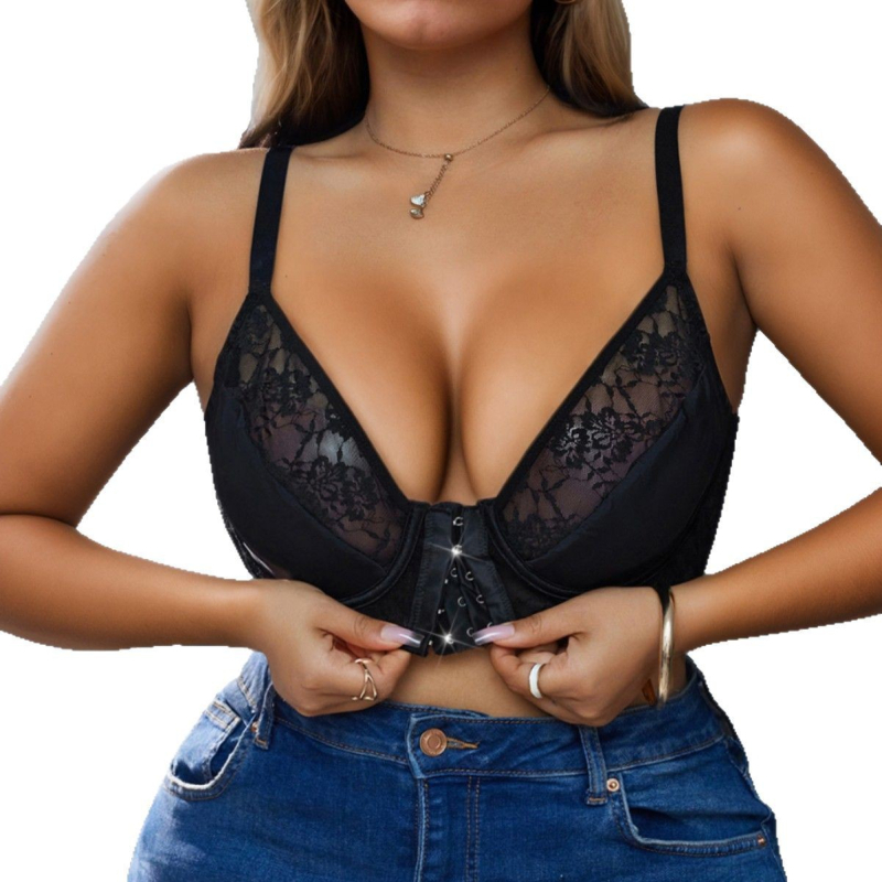 Liemenėlė su plieno atrama, pilnas kaušelis ir plonas modelis, pagrindinė medžiaga: nailonas, nėrinių