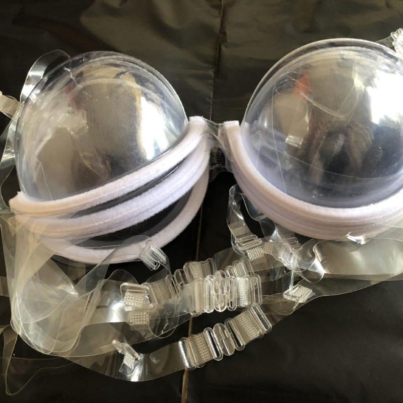 Push-Up liemenėlė skaidri, nuimamomis dvigubomis petnešėlėmis, 3/4 taurės su plonu formuojančiu puodeliu, nailonas