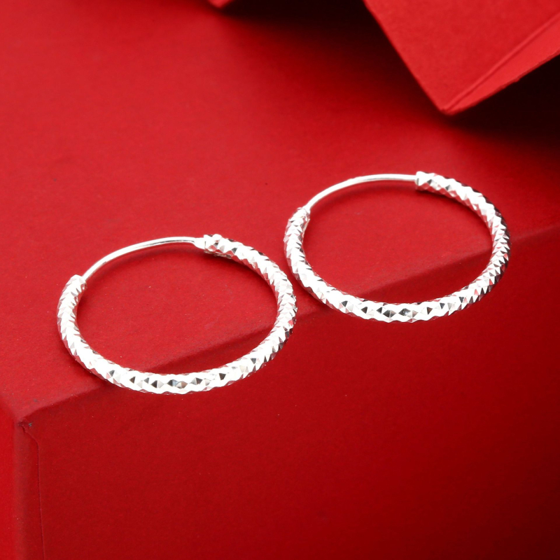 Cercei geometric din argint, lucrate manual, stil simplu, la modă pentru purtat zilnic