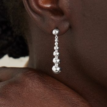 Cercei cu perle artificiale, design geometric nișă, lungi, cu ac de argint 925 – miya sophia jewelry